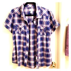 Levi’s Women’s Snap Plaid Short Sleeve